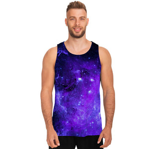Purple Stars Nebula Galaxy Space Print Men's Tank Top
