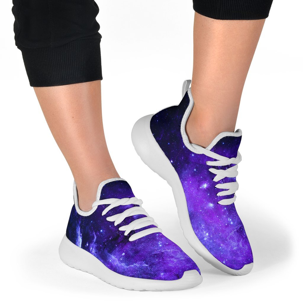 Purple Stars Nebula Galaxy Space Print Mesh Knit Shoes GearFrost