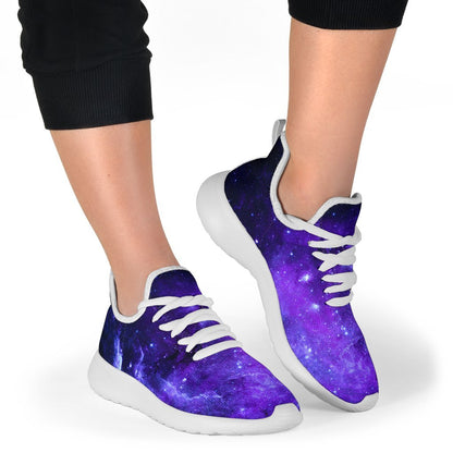 Purple Stars Nebula Galaxy Space Print Mesh Knit Shoes GearFrost