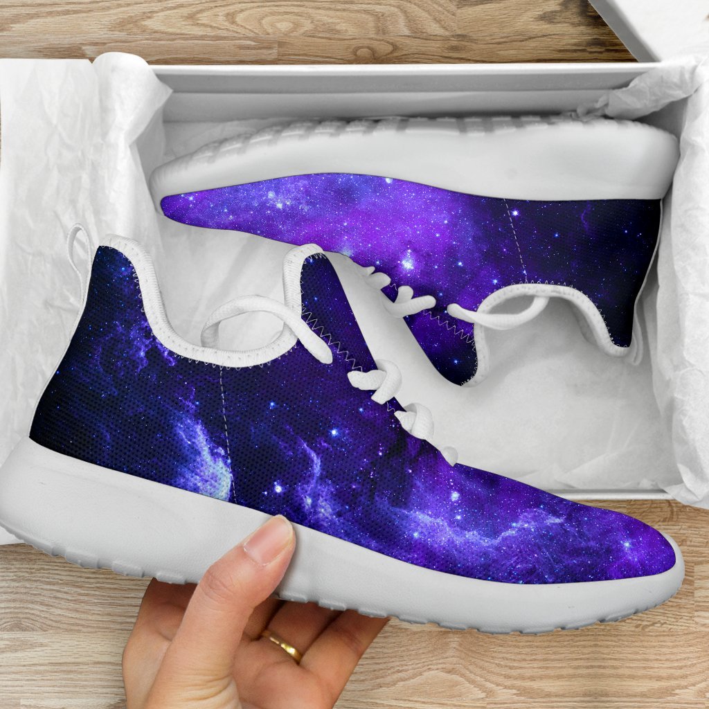 Purple Stars Nebula Galaxy Space Print Mesh Knit Shoes GearFrost