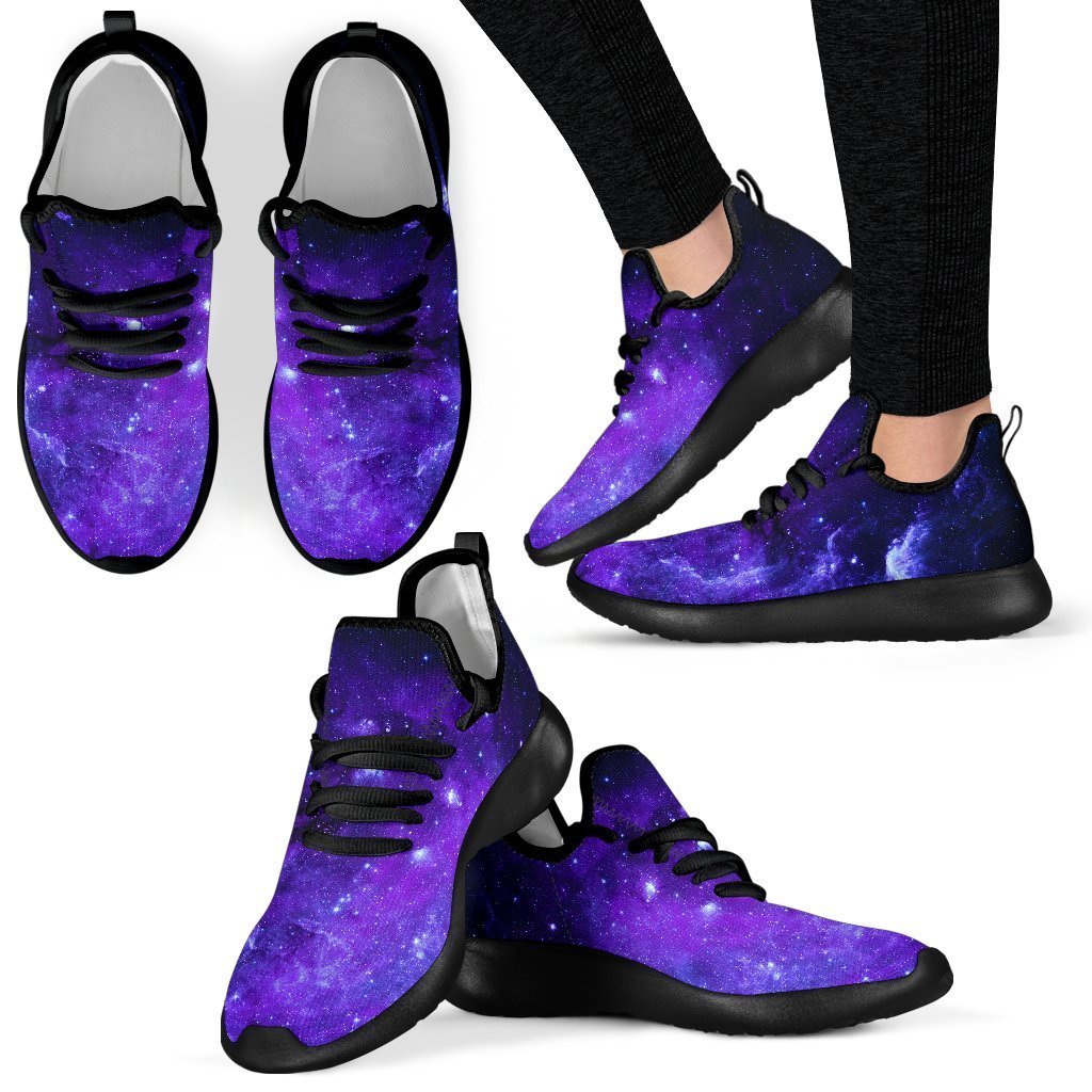 Purple Stars Nebula Galaxy Space Print Mesh Knit Shoes GearFrost