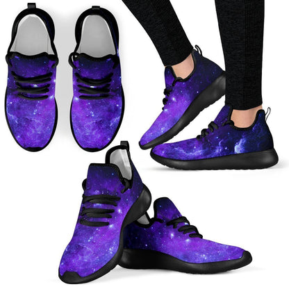 Purple Stars Nebula Galaxy Space Print Mesh Knit Shoes GearFrost