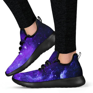 Purple Stars Nebula Galaxy Space Print Mesh Knit Shoes GearFrost