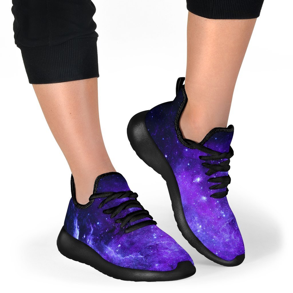 Purple Stars Nebula Galaxy Space Print Mesh Knit Shoes GearFrost