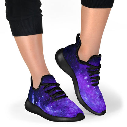 Purple Stars Nebula Galaxy Space Print Mesh Knit Shoes GearFrost
