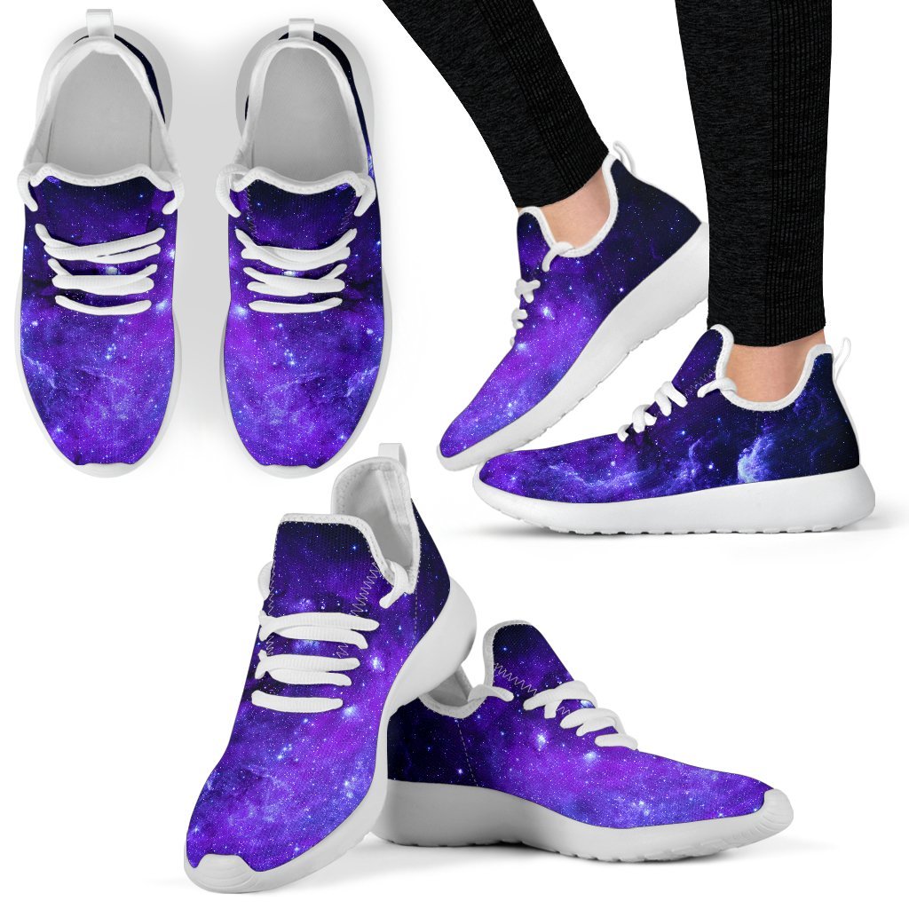 Purple Stars Nebula Galaxy Space Print Mesh Knit Shoes GearFrost
