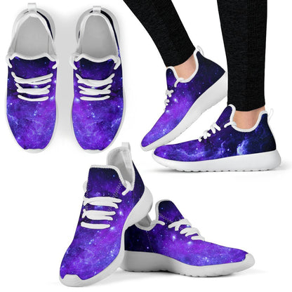 Purple Stars Nebula Galaxy Space Print Mesh Knit Shoes GearFrost