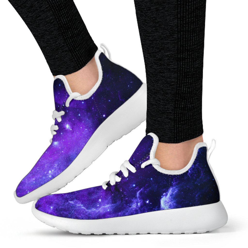 Purple Stars Nebula Galaxy Space Print Mesh Knit Shoes GearFrost