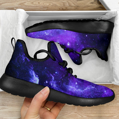 Purple Stars Nebula Galaxy Space Print Mesh Knit Shoes GearFrost