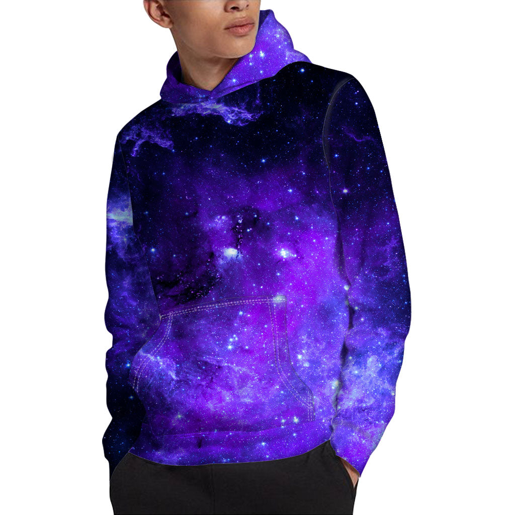 Purple Stars Nebula Galaxy Space Print Pullover Hoodie
