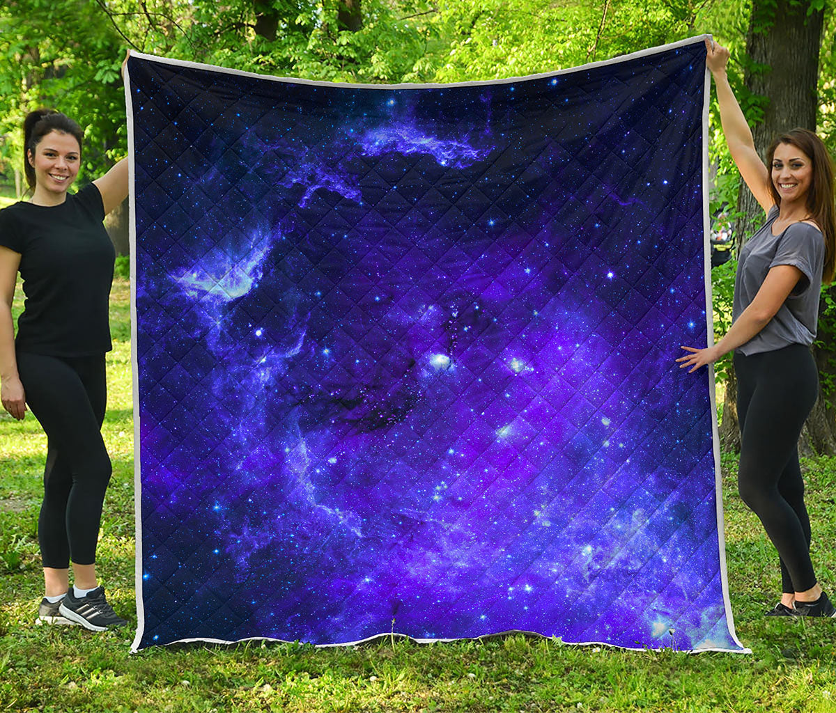 Purple Stars Nebula Galaxy Space Print Quilt