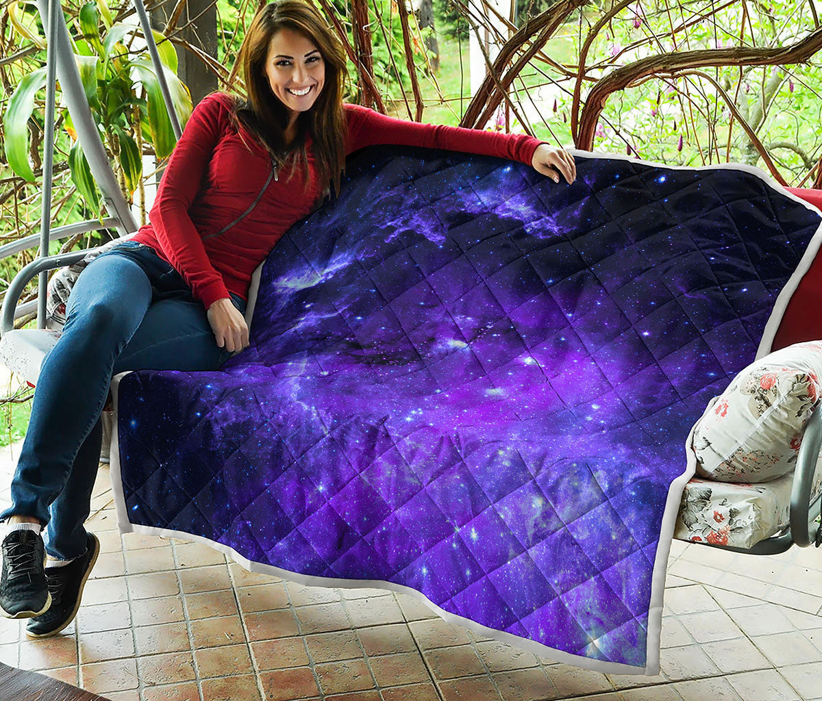 Purple Stars Nebula Galaxy Space Print Quilt