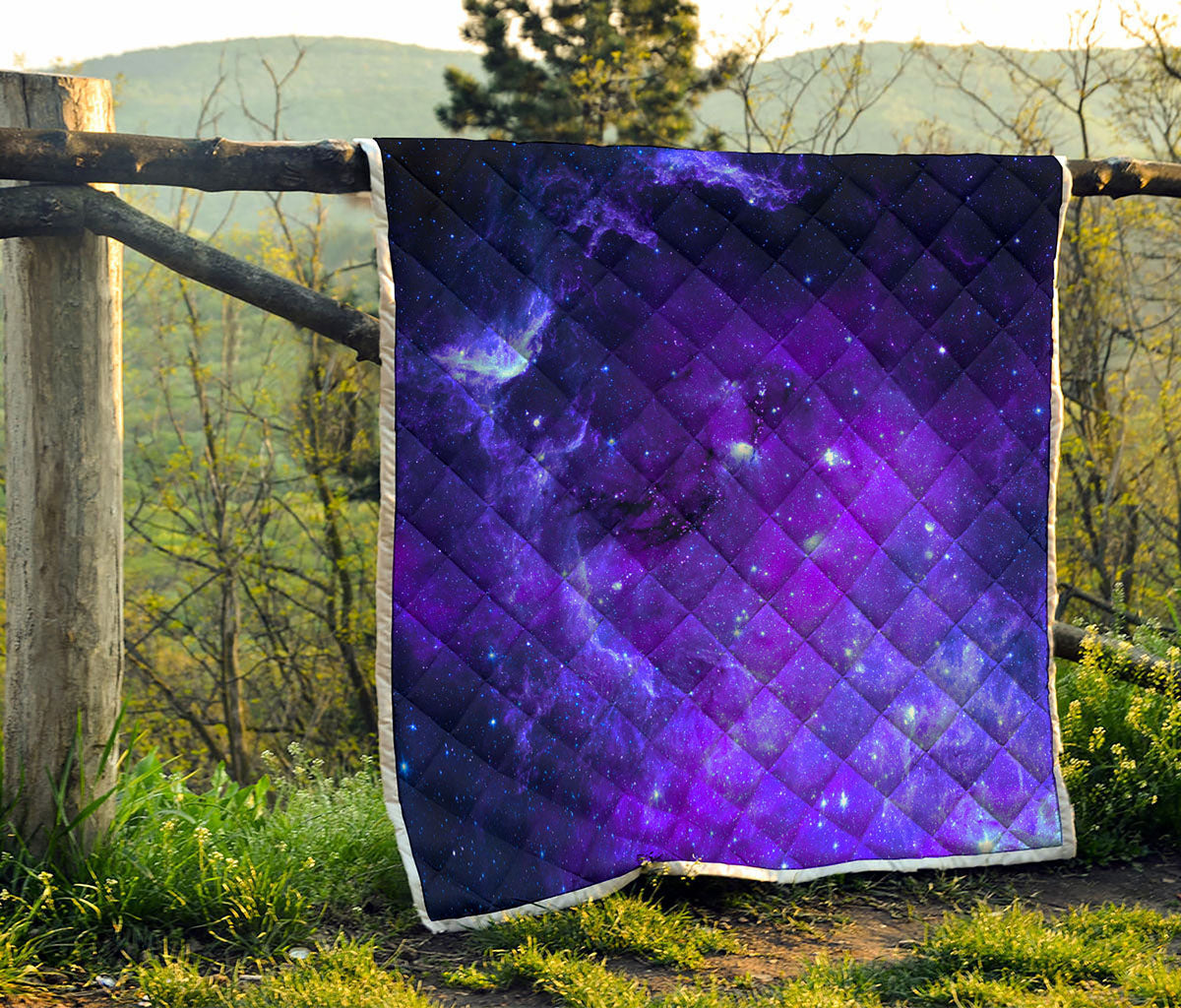 Purple Stars Nebula Galaxy Space Print Quilt