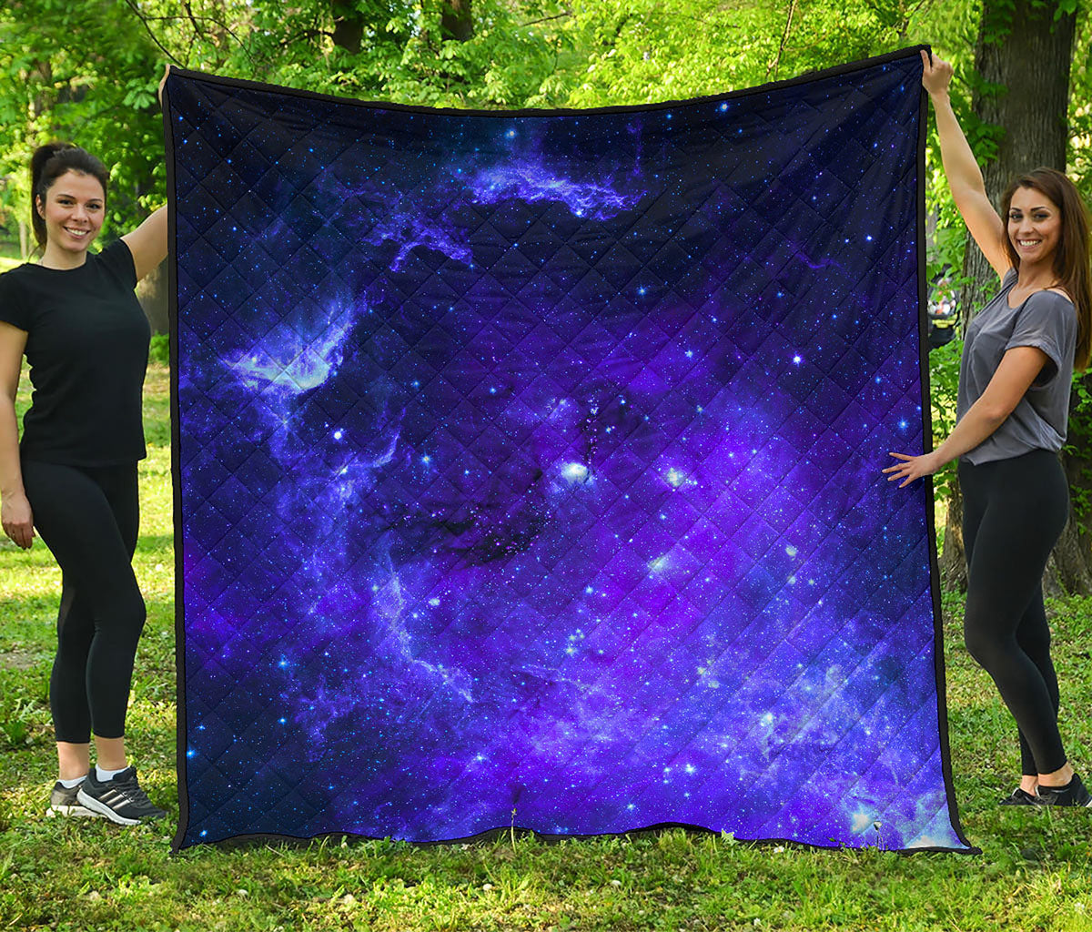 Purple Stars Nebula Galaxy Space Print Quilt