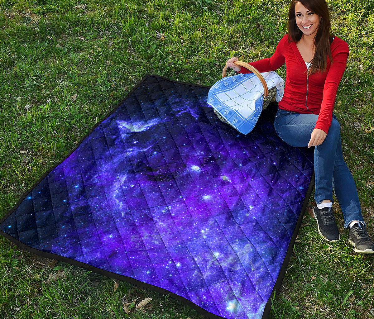 Purple Stars Nebula Galaxy Space Print Quilt