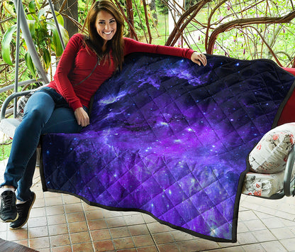 Purple Stars Nebula Galaxy Space Print Quilt