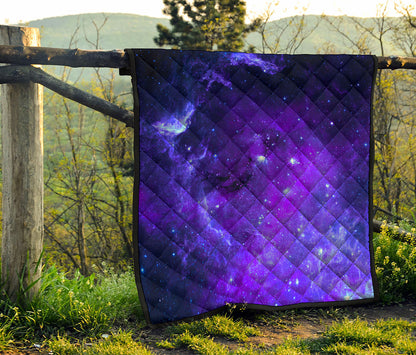 Purple Stars Nebula Galaxy Space Print Quilt