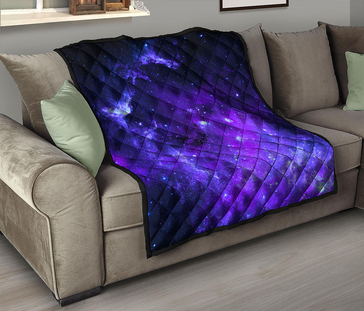 Purple Stars Nebula Galaxy Space Print Quilt