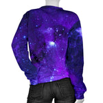 Purple Stars Nebula Galaxy Space Print Women's Crewneck Sweatshirt GearFrost