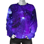 Purple Stars Nebula Galaxy Space Print Women's Crewneck Sweatshirt GearFrost