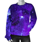 Purple Stars Nebula Galaxy Space Print Women's Crewneck Sweatshirt GearFrost