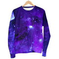 Purple Stars Nebula Galaxy Space Print Women's Crewneck Sweatshirt