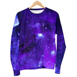 Purple Stars Nebula Galaxy Space Print Women's Crewneck Sweatshirt GearFrost