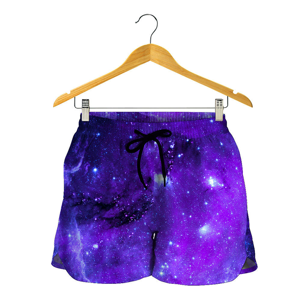 Purple Stars Nebula Galaxy Space Print Women's Shorts
