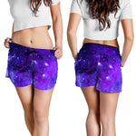 Purple Stars Nebula Galaxy Space Print Women's Shorts