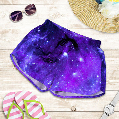 Purple Stars Nebula Galaxy Space Print Women's Shorts