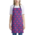 Purple Strawberry Pattern Print Apron