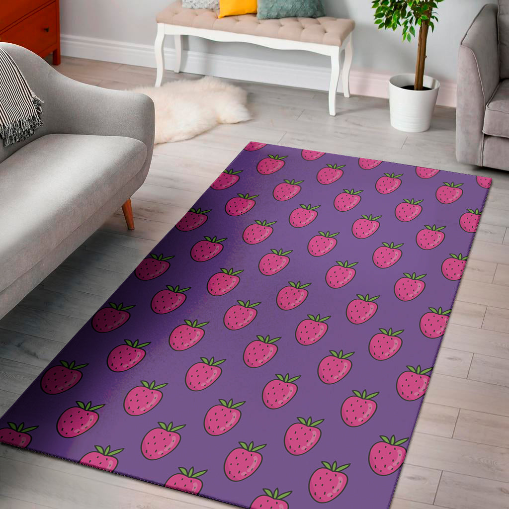 Purple Strawberry Pattern Print Area Rug