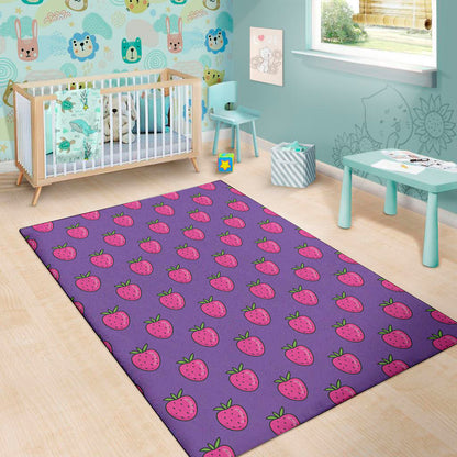 Purple Strawberry Pattern Print Area Rug