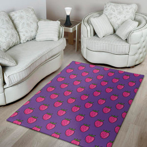 Purple Strawberry Pattern Print Area Rug