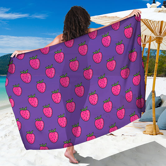 Purple Strawberry Pattern Print Beach Sarong Wrap