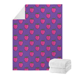 Purple Strawberry Pattern Print Blanket