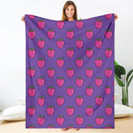 Purple Strawberry Pattern Print Blanket