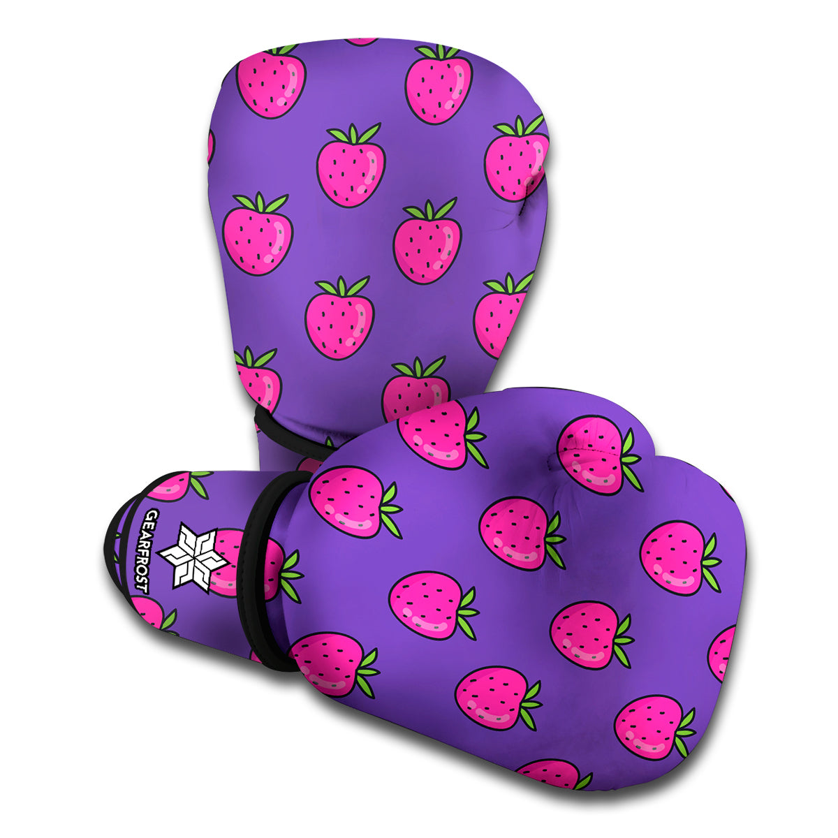 Purple Strawberry Pattern Print Boxing Gloves