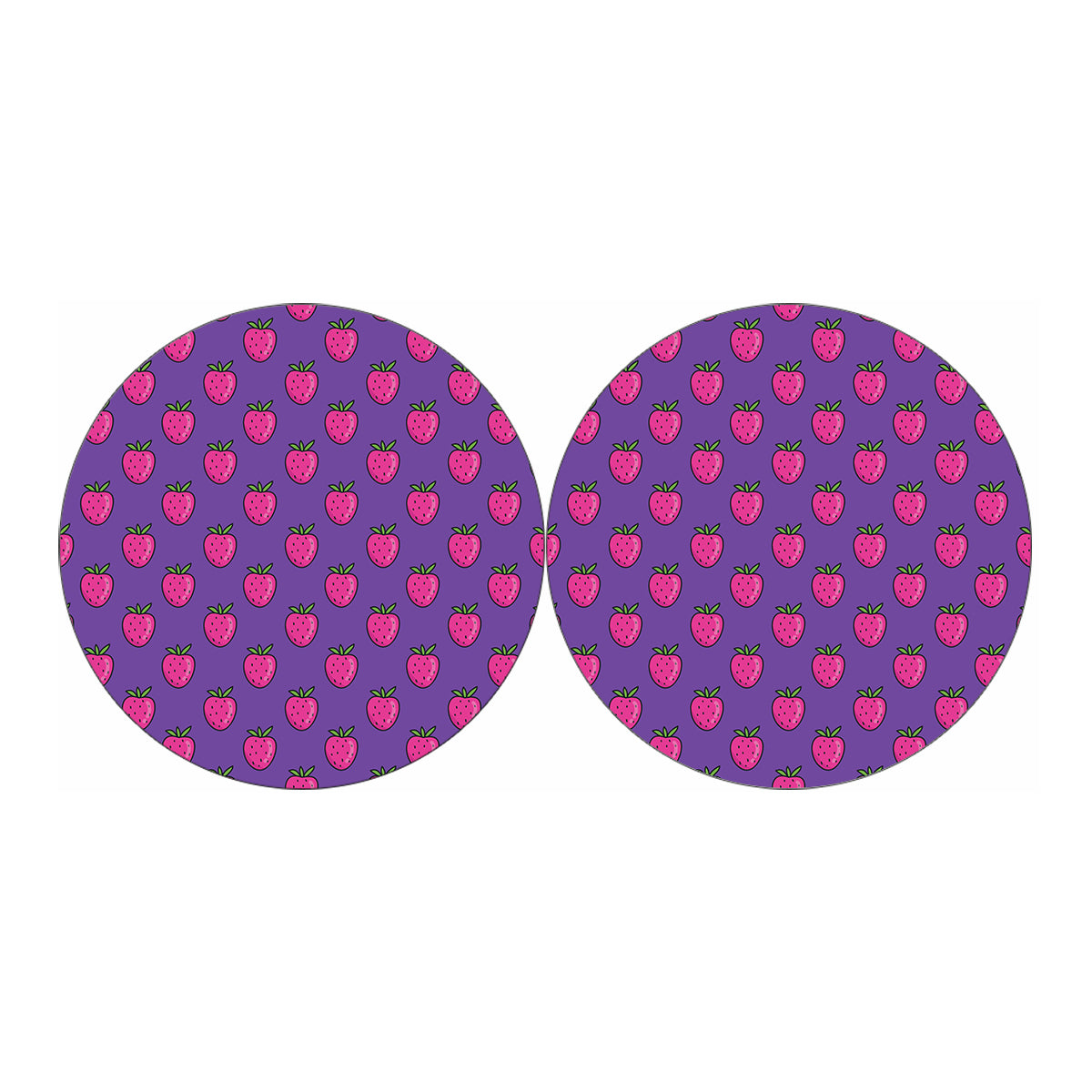 Purple Strawberry Pattern Print Car Coasters