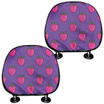 Purple Strawberry Pattern Print Car Headrest Covers