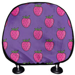 Purple Strawberry Pattern Print Car Headrest Covers