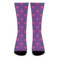 Purple Strawberry Pattern Print Crew Socks