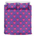 Purple Strawberry Pattern Print Duvet Cover Bedding Set