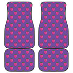 Purple Strawberry Pattern Print Front and Back Car Floor Mats