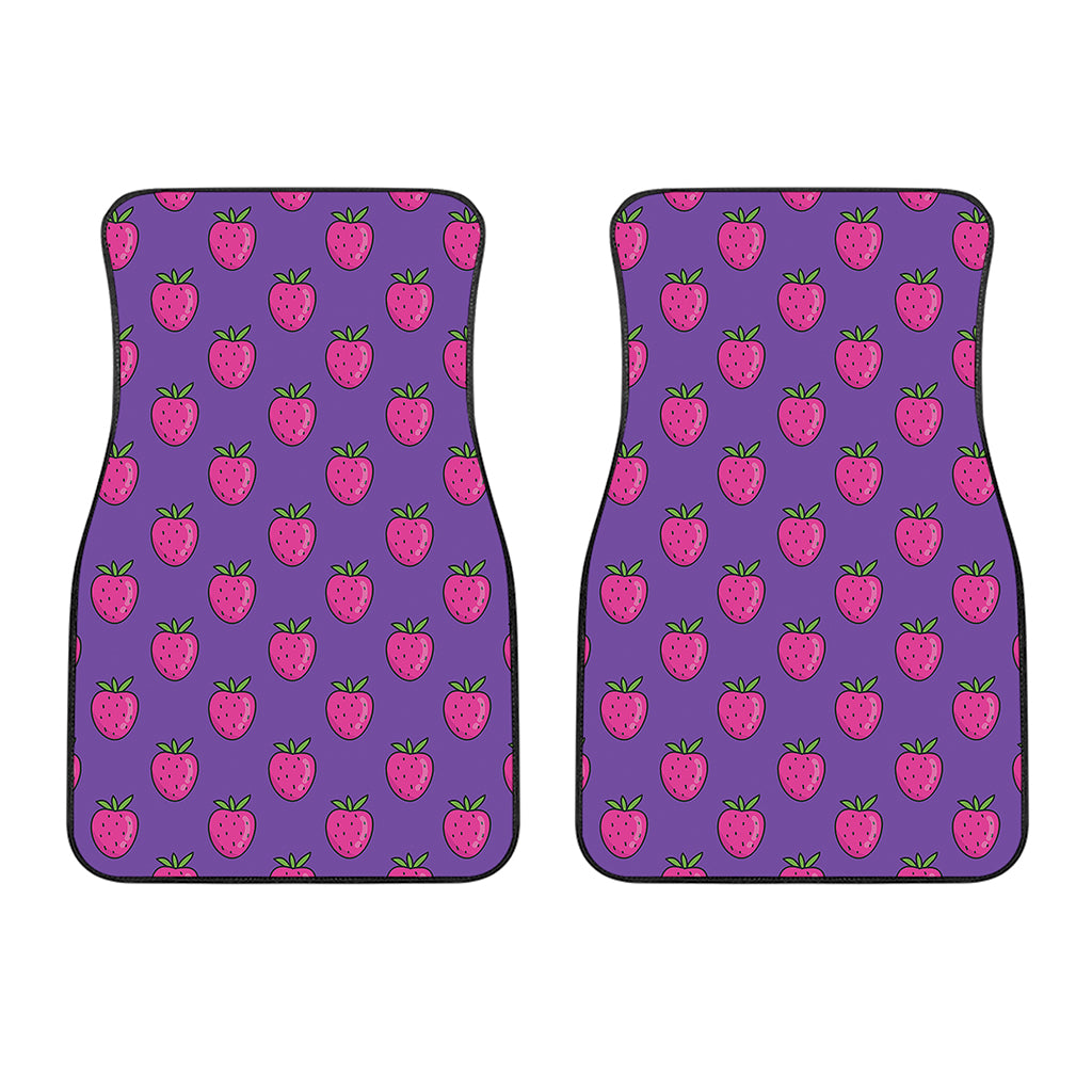 Purple Strawberry Pattern Print Front Car Floor Mats