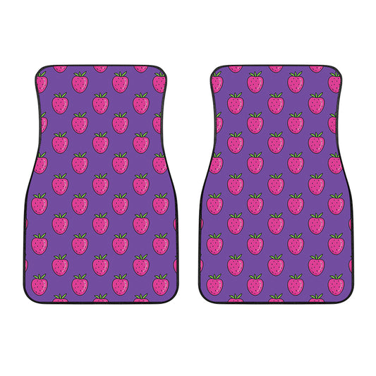 Purple Strawberry Pattern Print Front Car Floor Mats