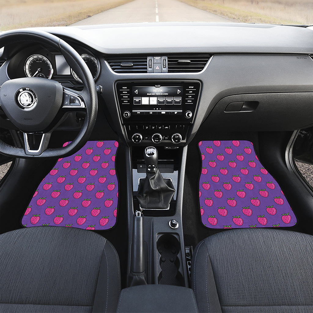 Purple Strawberry Pattern Print Front Car Floor Mats