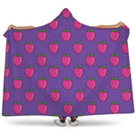 Purple Strawberry Pattern Print Hooded Blanket