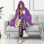 Purple Strawberry Pattern Print Hooded Blanket