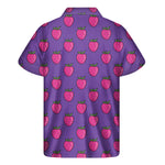 Purple Strawberry Pattern Print Men's Short Sleeve Shirt